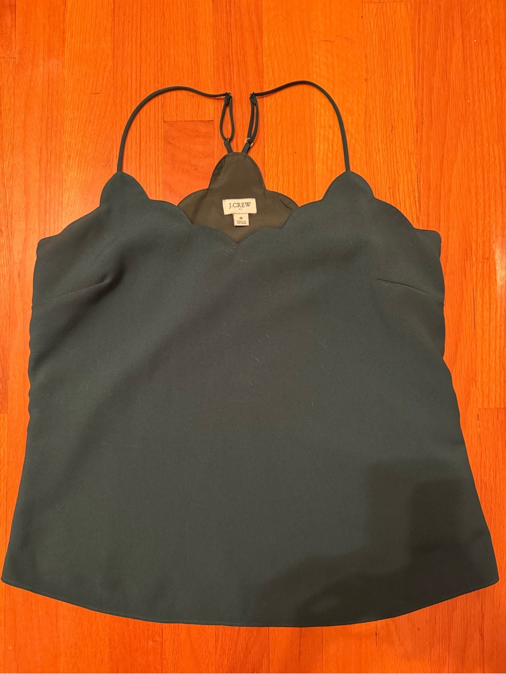 J. Crew Dark Green Scallop-Edge Camisole